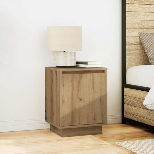 vidaXL Nattbord med LED 2 stk artisan eik 38x34x50 cm