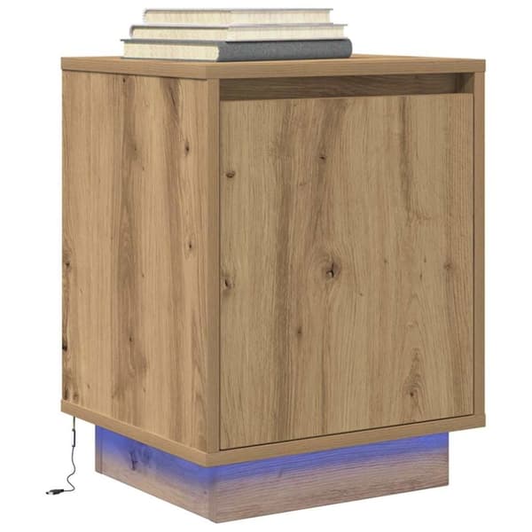vidaXL Nattbord med LED 2 stk artisan eik 38x34x50 cm