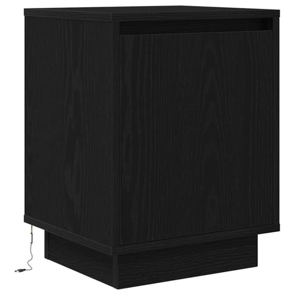 vidaXL Nattskap med LED-lys Sort 38x34x50 cm