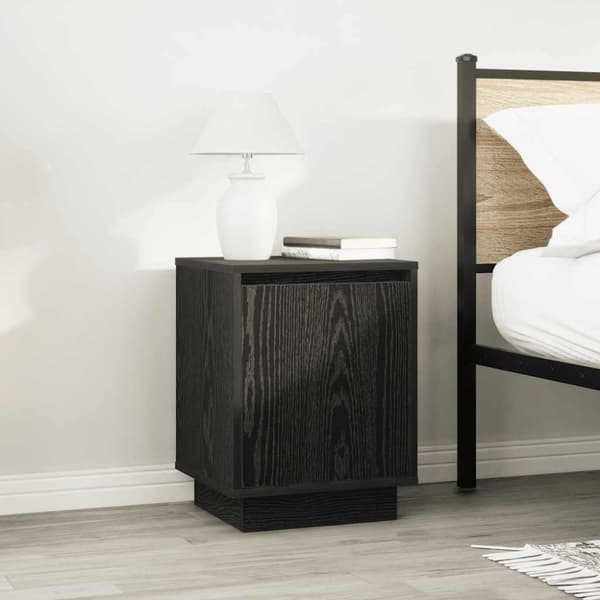 vidaXL Nattskap med LED-lys Sort 38x34x50 cm
