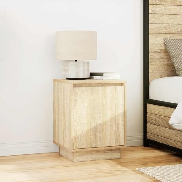 vidaXL Nattskap med LED-lys 2 stk sonoma eik 38x34x50 cm
