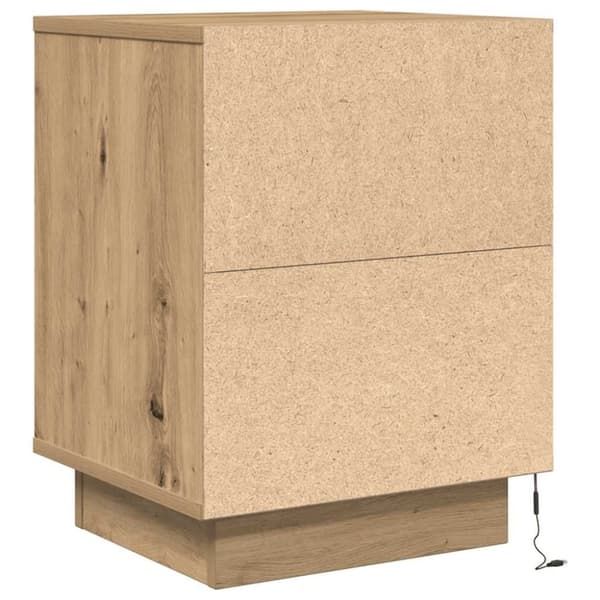 vidaXL sengeskabe 2 stk. med LED-lys 38x34x50 cm kunsteg