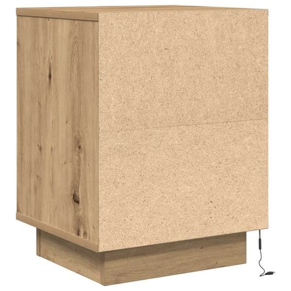 vidaXL yöpöytäkaappi LED-valoilla Artisan Oak 38x34x50 cm