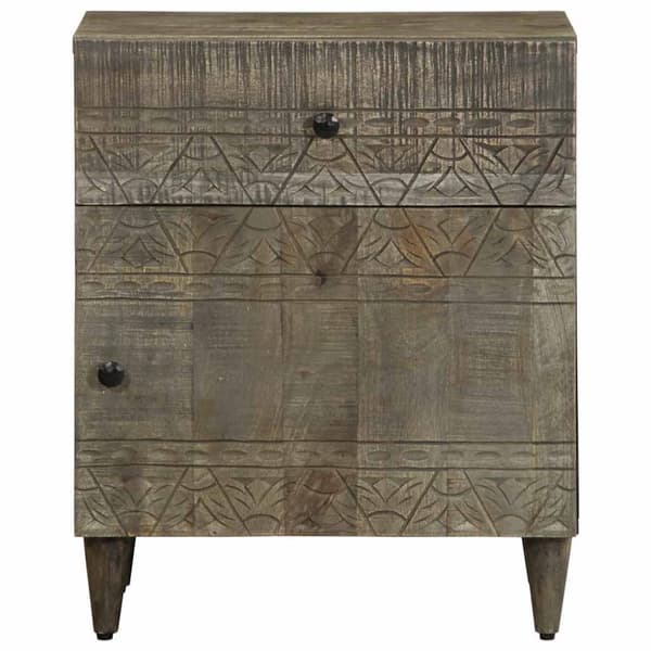 vidaXL sengebord 50x33x60 cm massivt mangotræ lysegrå