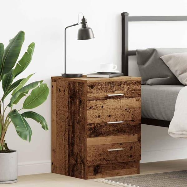 vidaXL sengeskab 38x35x55 cm konstrueret træ antikt træ
