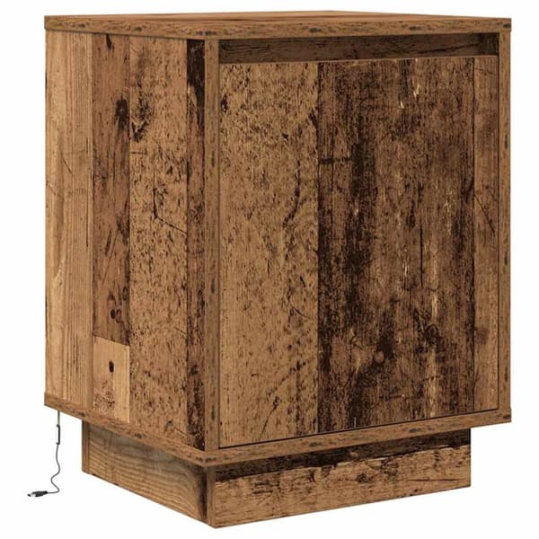vidaXL Yöpöytäkaapit LED-valoilla 2 kpl Vanha Puu 38x34x50 cm