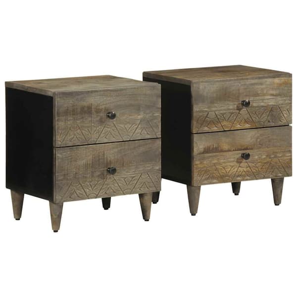 vidaXL Yöpöytäkaapit 2 kpl Vaaleanharmaa 40x33x46 cm Massiivipuu Mango