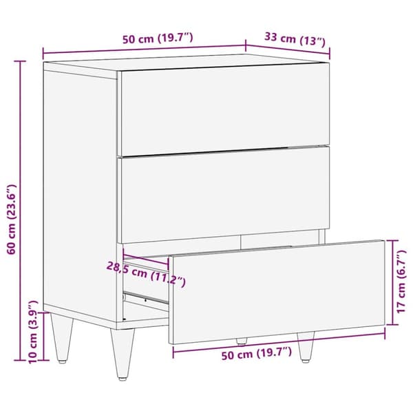 vidaXL yökaappi vaaleanharmaa 50x33x60 cm massiivipuu mango