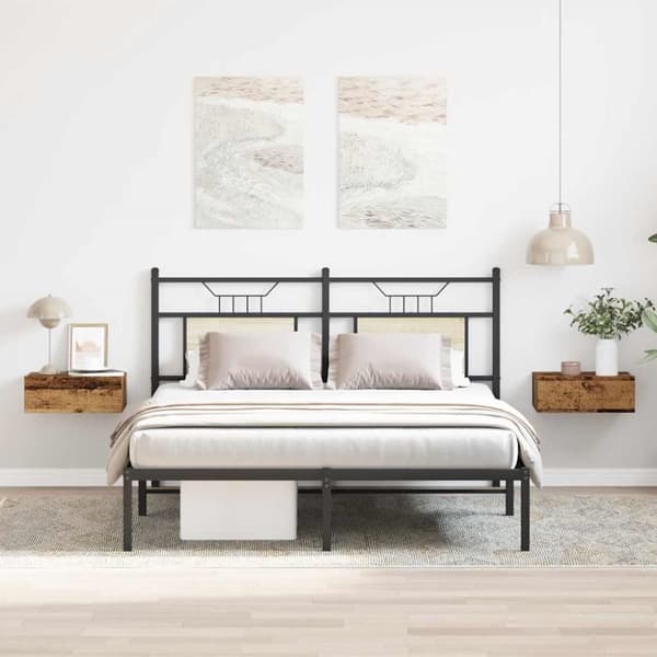 vidaXL svævende natborde 2 stk. 40x32x15 cm konstrueret træ antikt træ