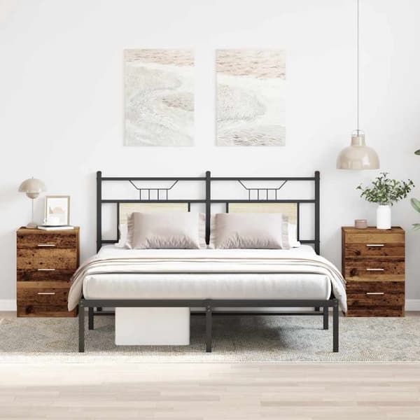 vidaXL sengeskabe 2 stk. 38x35x55 cm konstrueret træ antikt træ