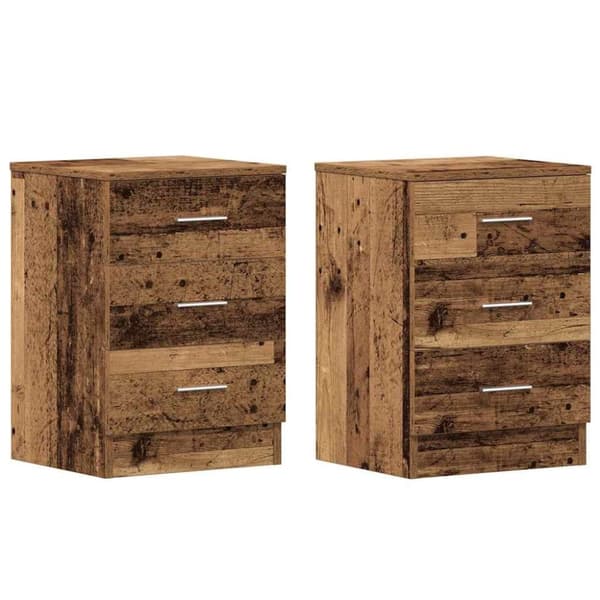 vidaXL sengeskabe 2 stk. 38x35x55 cm konstrueret træ antikt træ