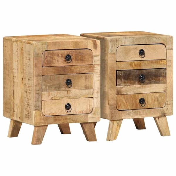 vidaXL Nattskap 2 stk 37x32x50 cm grovt heltre mangotre
