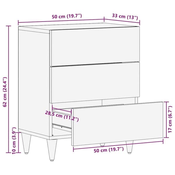 vidaXL sengebord 50x33x60 cm massivt mangotræ