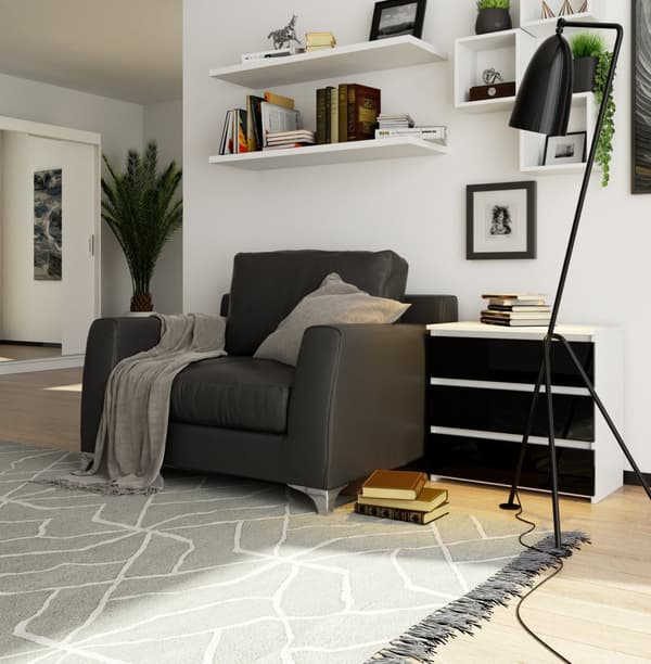 NATBORD CL3 60 cm HVID / SORT GLANS