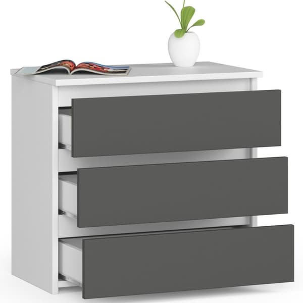 Natteskab CL3 60 cm 3 skuffer - hvid-grafit grå