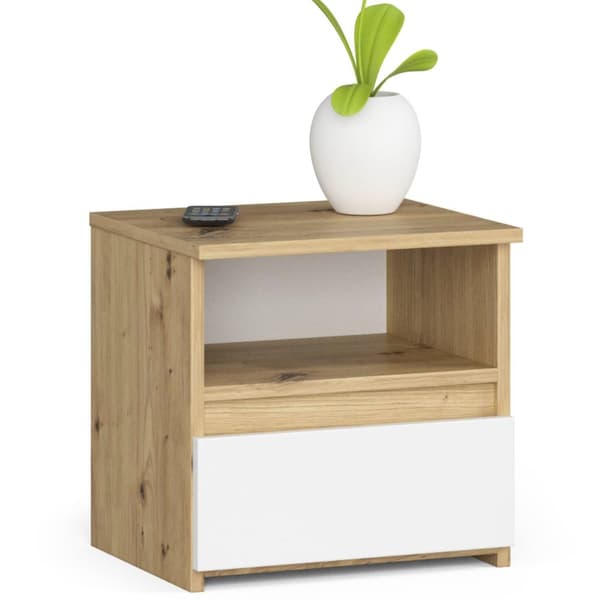 KOMODA CL1 DĄB ARTISAN / VALKOINEN