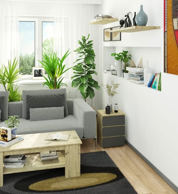 KOMMODE CL3/40 DĄB ARTISAN / GRÅ