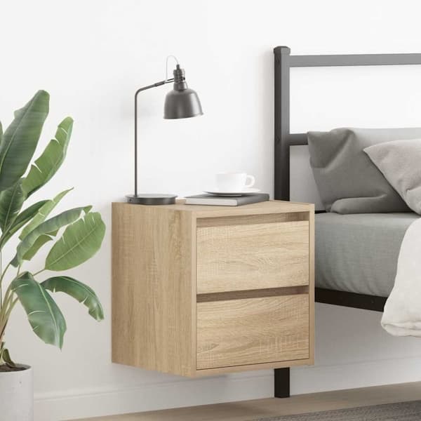 vidaXL væghængte sengeborde 2 stk. 38x34x40 cm sonoma-eg