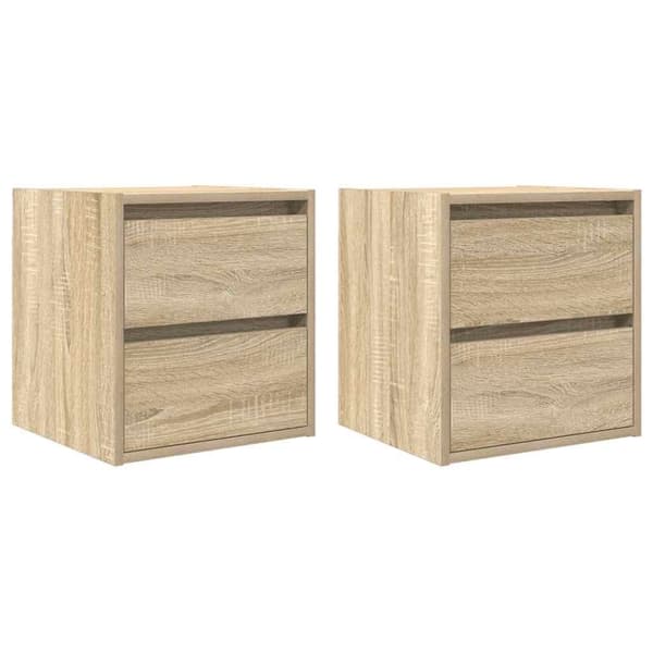 vidaXL væghængte sengeborde 2 stk. 38x34x40 cm sonoma-eg