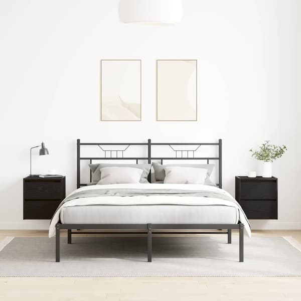 vidaXL Seinäkiinnitettävät yöpöydät 2 kpl musta tammi 38x34x40 cm