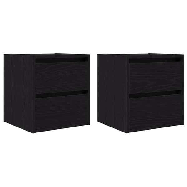 vidaXL Veggmontert nattbord 2 stk svart eik 38x34x40 cm