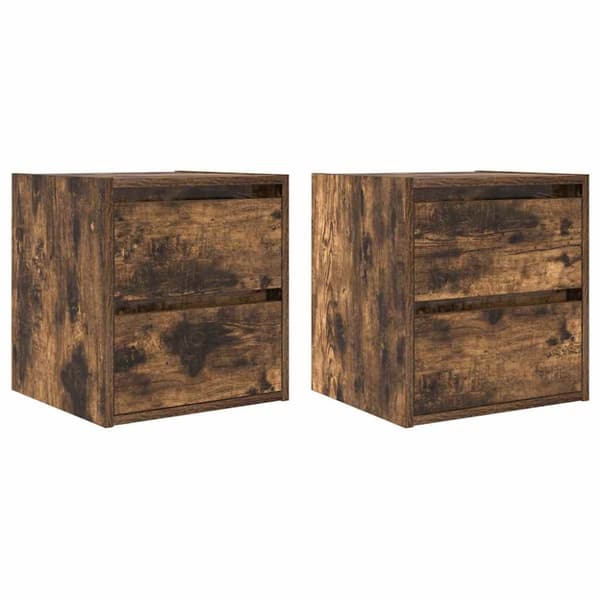 vidaXL væghængte sengeborde 2 stk. 38x34x40 cm røget egetræsfarve