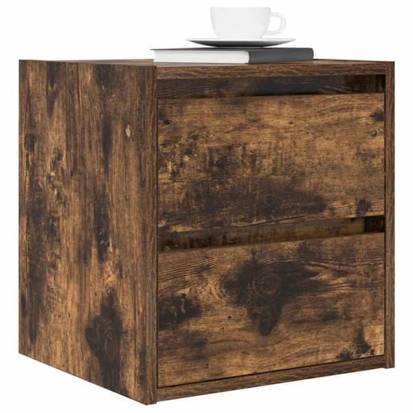 vidaXL væghængte sengeborde 2 stk. 38x34x40 cm røget egetræsfarve