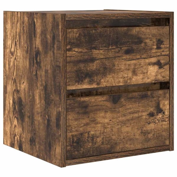vidaXL væghængte sengeborde 2 stk. 38x34x40 cm røget egetræsfarve
