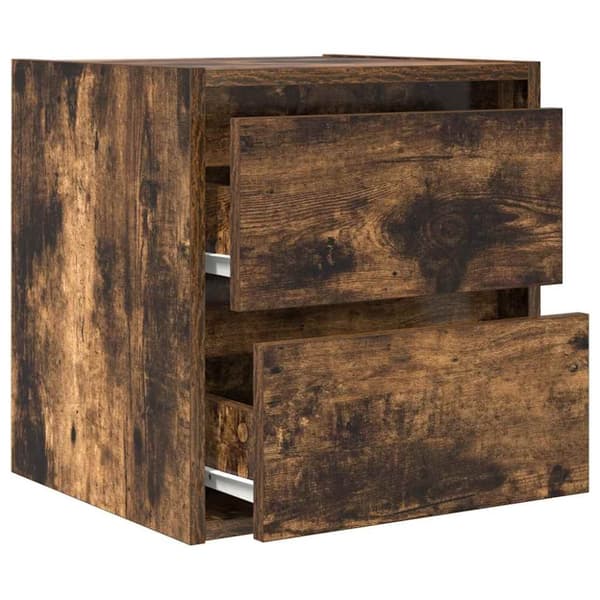 vidaXL væghængte sengeborde 2 stk. 38x34x40 cm røget egetræsfarve