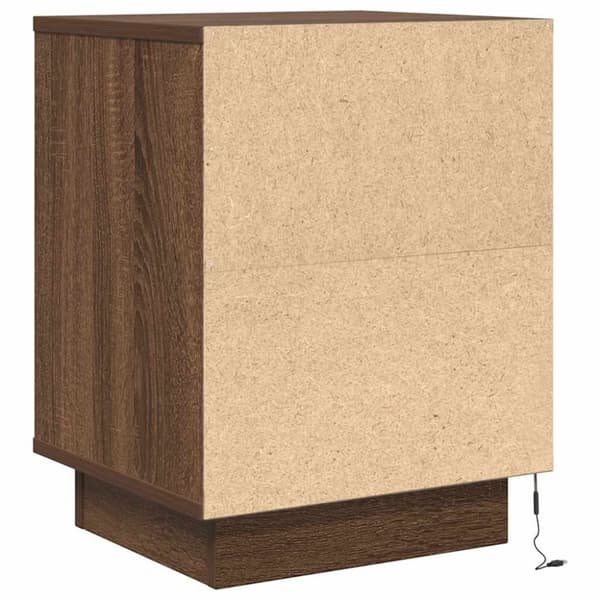 vidaXL Sengeskab med LED-lys Brun Eg 38x34x50 cm