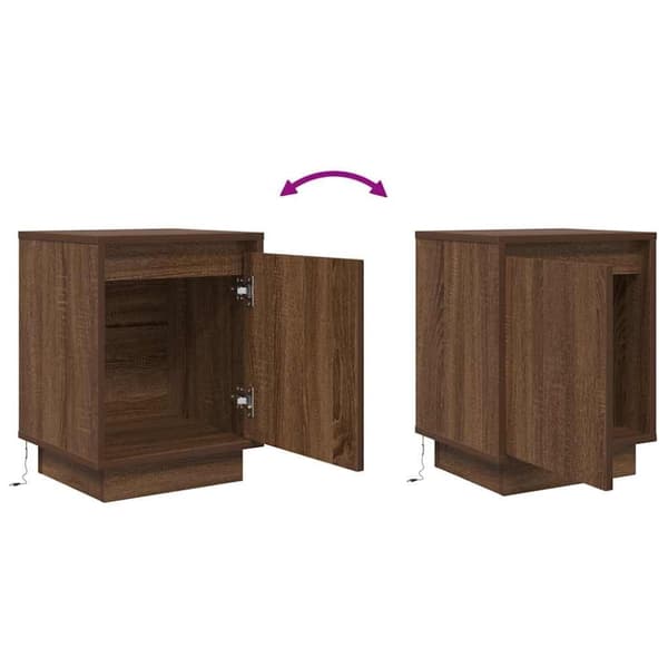vidaXL Sengeskab med LED-lys Brun Eg 38x34x50 cm
