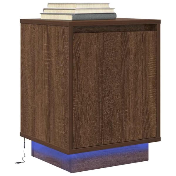 vidaXL Sengeskab med LED-lys Brun Eg 38x34x50 cm
