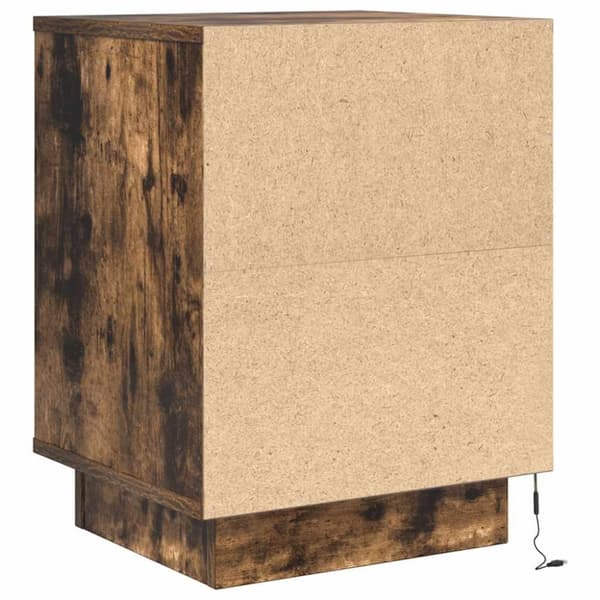 vidaXL Sengeskab med LED-lys Røget Eg 38x34x50 cm