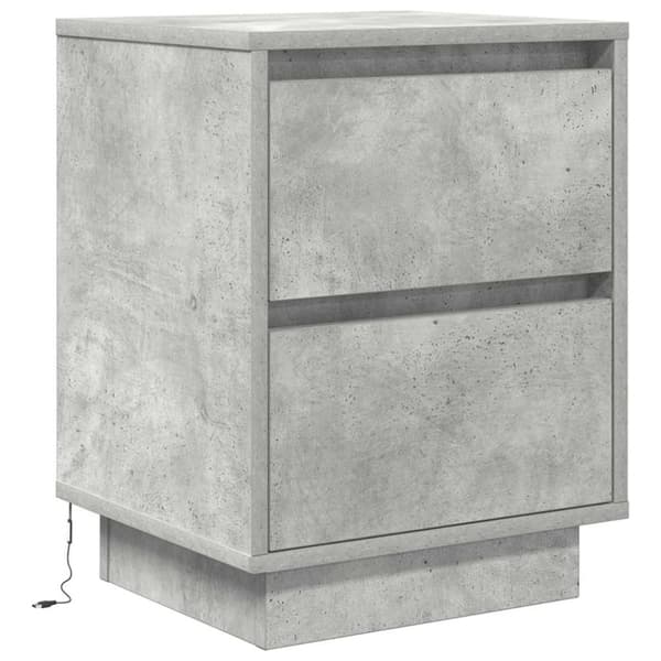 vidaXL Yöpöytäkaapit LED-valoilla 2 kpl Betoninharmaa 38x34x50 cm