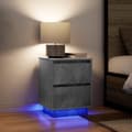 Pikkukuva 2 / 11: vidaXL Yöpöytäkaapit LED-valoilla 2 kpl Betoninharmaa 38x34x50 cm