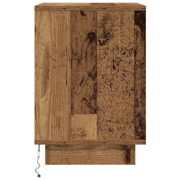 vidaXL Yöpöytäkaappi LED-valoilla Vanha puu 38x34x50 cm