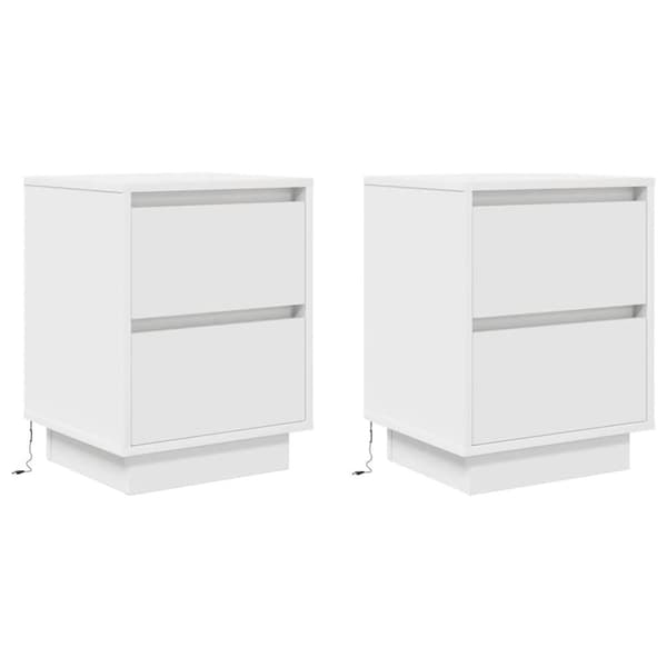 vidaXL sengeskabe 2 stk. med LED-lys 38x34x50 cm hvid