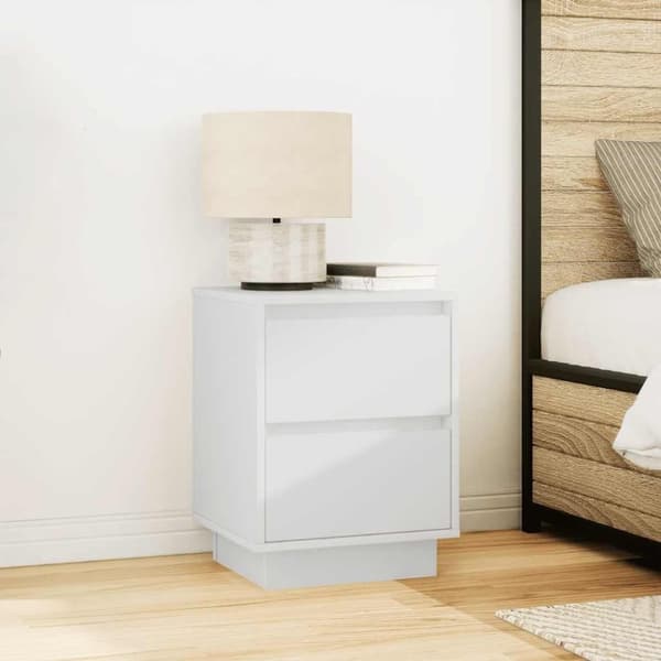 vidaXL sengeskabe 2 stk. med LED-lys 38x34x50 cm hvid