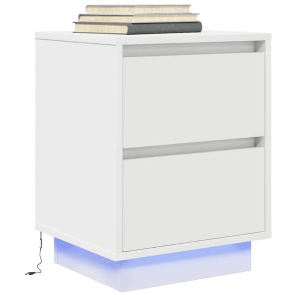 vidaXL sengeskabe 2 stk. med LED-lys 38x34x50 cm hvid