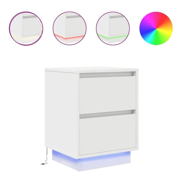 vidaXL sengeskabe 2 stk. med LED-lys 38x34x50 cm hvid