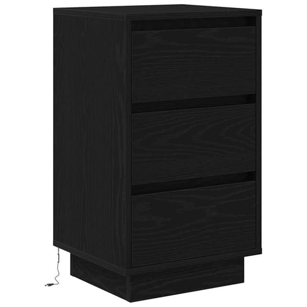 vidaXL sengeborde med LED-lys 38x34x65 cm sort