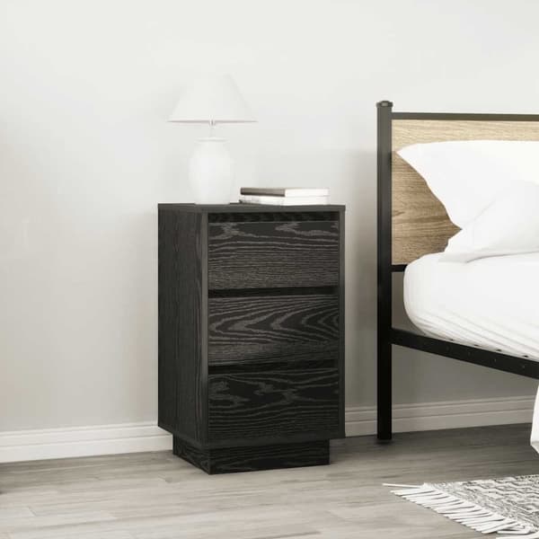 vidaXL sengeborde med LED-lys 38x34x65 cm sort
