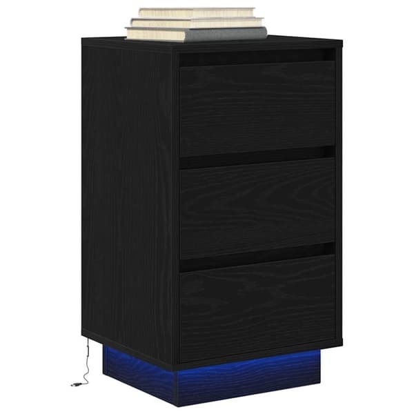 vidaXL sengeborde med LED-lys 38x34x65 cm sort