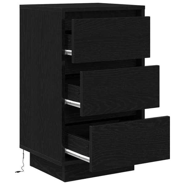 vidaXL sengeborde med LED-lys 38x34x65 cm sort