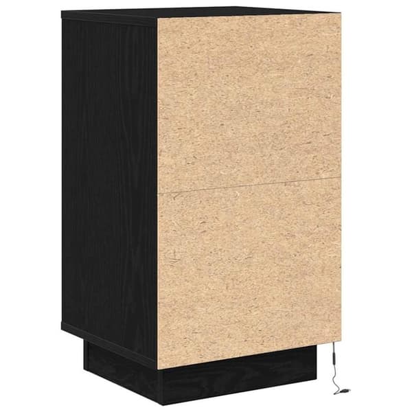 vidaXL sengeborde med LED-lys 38x34x65 cm sort