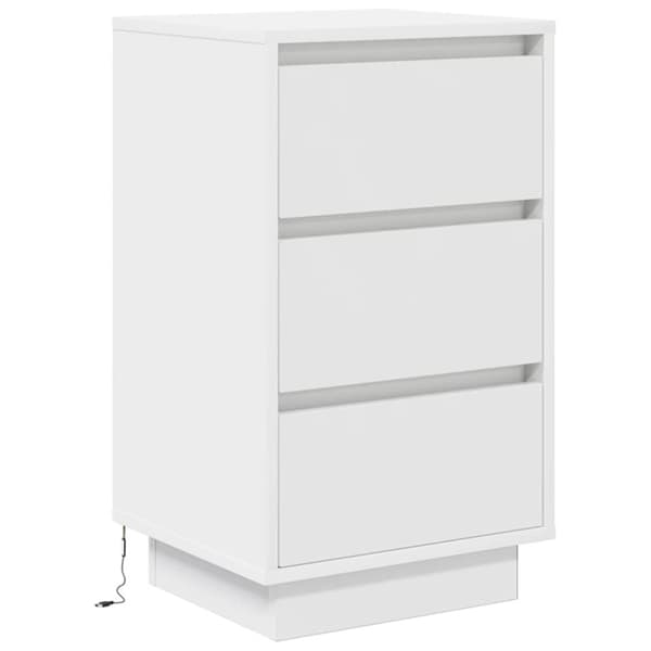 vidaXL sengeskab med LED-lys 38x34x65 cm hvid