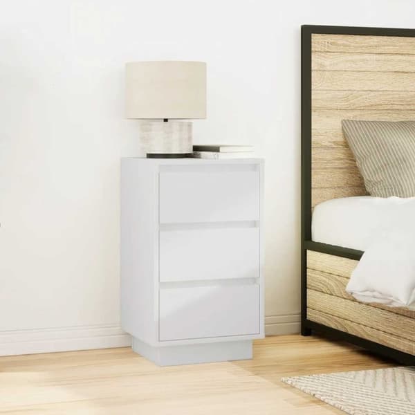 vidaXL sengeskab med LED-lys 38x34x65 cm hvid