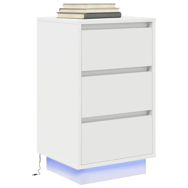 vidaXL sengeskab med LED-lys 38x34x65 cm hvid