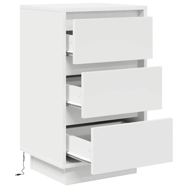 vidaXL sengeskab med LED-lys 38x34x65 cm hvid