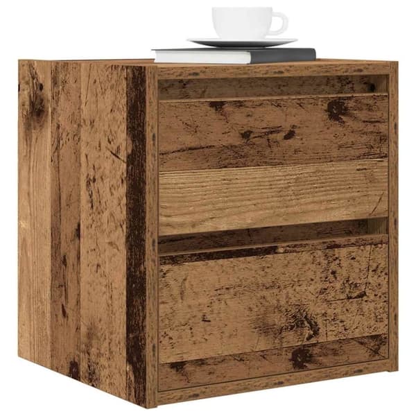 vidaXL Veggmonterte nattbord 2 stk gammelt tre 38x34x40 cm